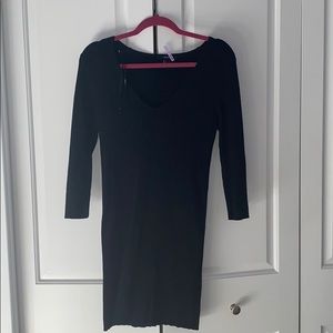 Black fitted sweater dress